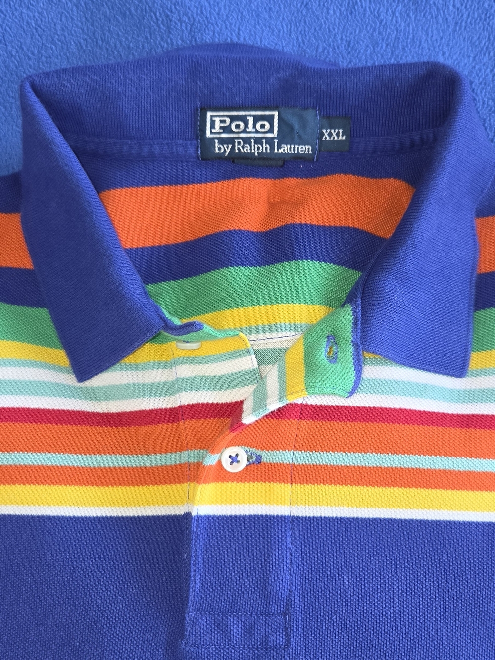 Polo by Ralph Lauren Royal Blue Multicolor Striped Polo Size XXL